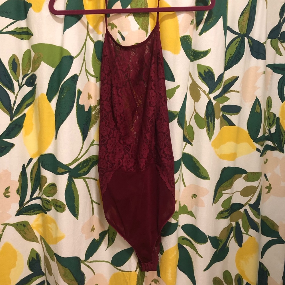 Free People Intimately red lace high neck body